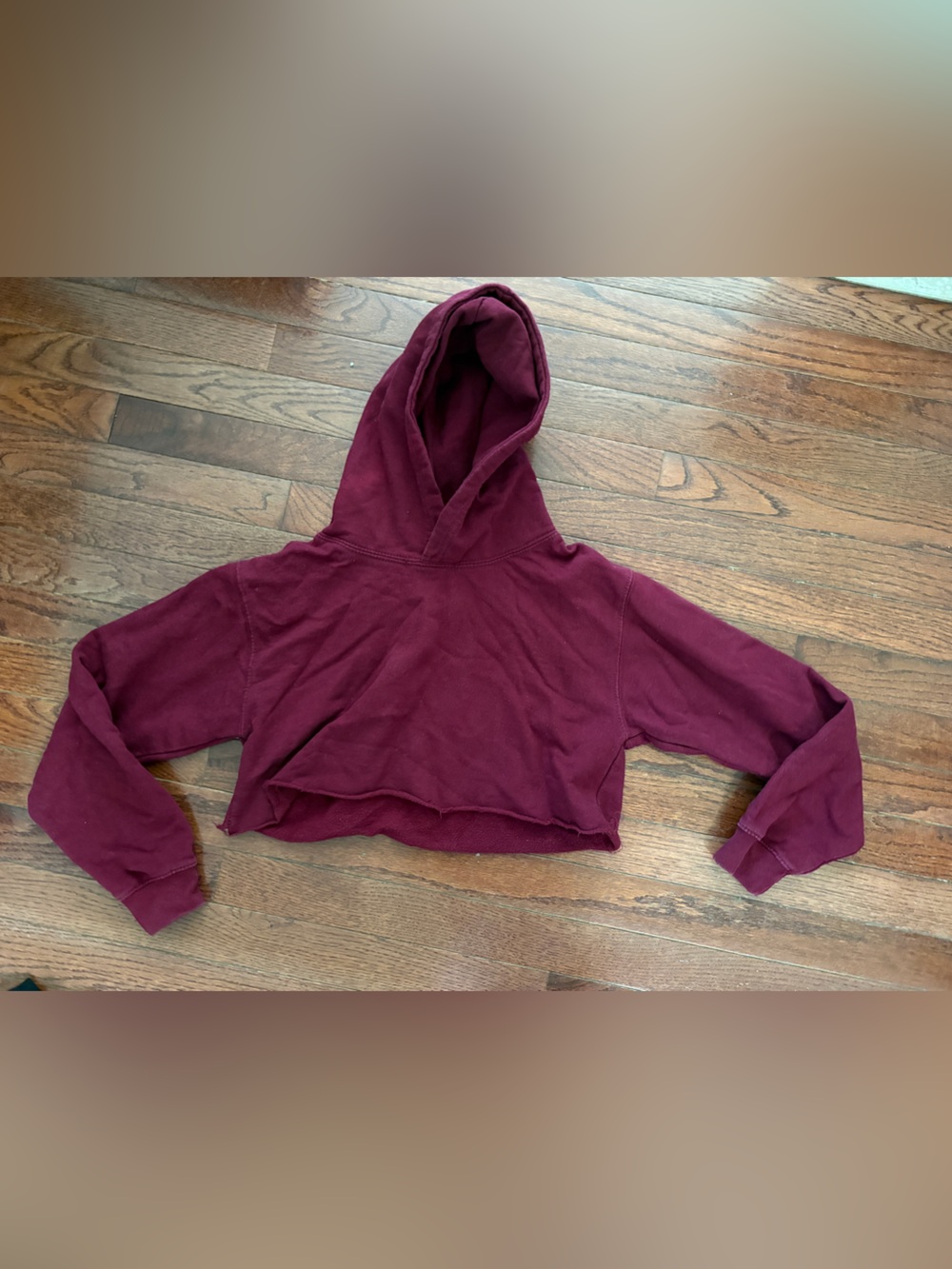 Cropped Burgundy Hoodie Sweatshirt - Brand Unspecified
